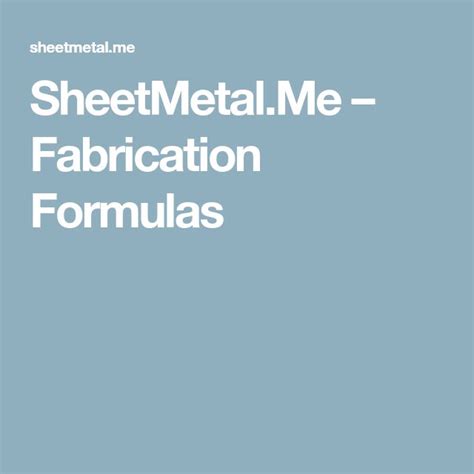Sheet Metal Math Formulas 的图像结果