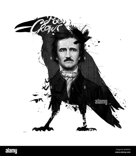 Edgar Allan Poe, drawing on isolated white background for print and web ...