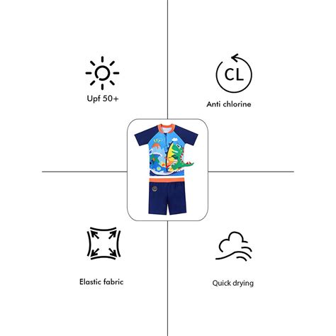 2 pcs Shirt & Shorts set Blue 3d Dino Surfer Kids Swimwwear with ...