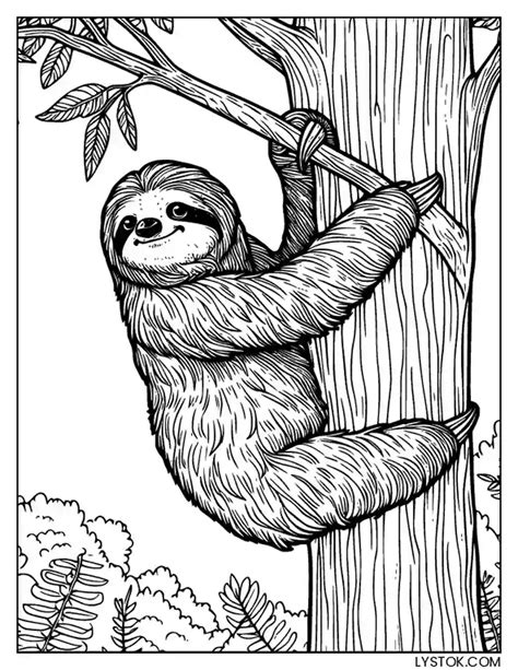 7 Free Printable Sloth Coloring Pages for Adults and Kids PDF - Lystok.com