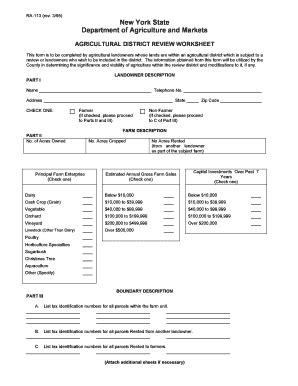 Fillable Online Agricultural District Review Worksheet. RA-113 (rev. 3/ ...
