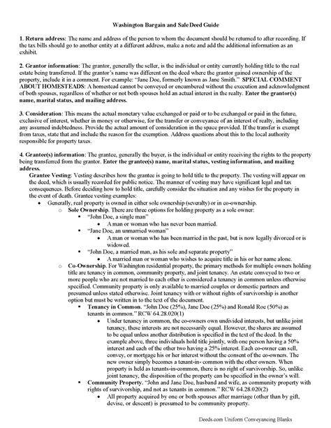 King County Bargain and Sale Deed Form | Washington | Deeds.com