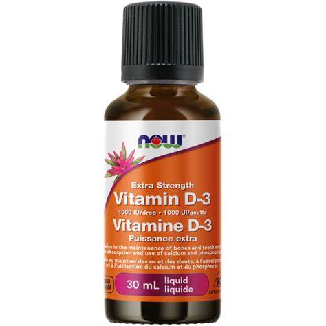 Vitamin D-3 Extra Strength 1,000 IU / drop Liquid - Now Foods Canada