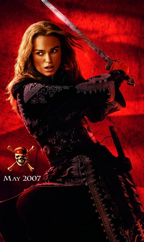 资料图片：《加勒比海盗3》壁纸--红版“伊丽莎白”海报