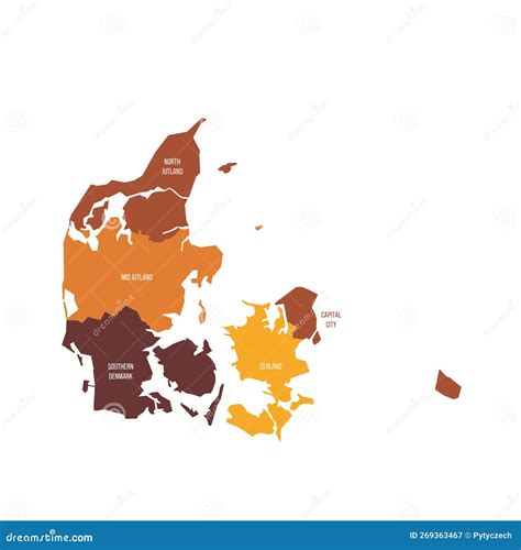 Denmark Political Map of Administrative Divisions Stock Vector - Illustration of national, area ...