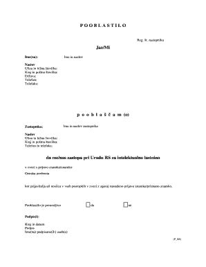 Pooblastilo - Fill Online, Printable, Fillable, Blank | pdfFiller