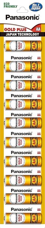 Panasonic Gold Plus Zinc Carbon 1.5V AA Batteries, Pack of 10, Long ...