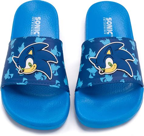 Buy Sonic The Hedgehog Sliders Boys Kids Blue Sandals Beach Shoes Flip ...