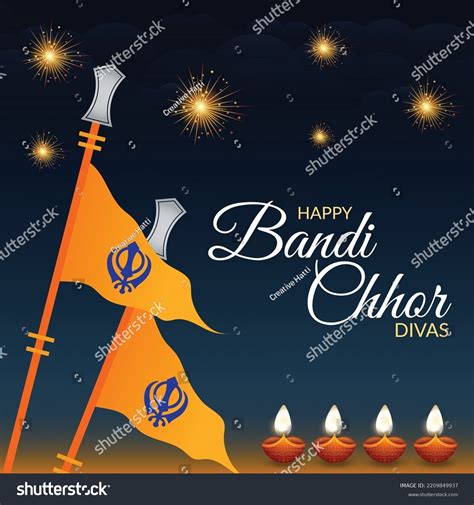 Banner Design Happy Bandi Chhor Diwas Stock Vector (Royalty Free ...