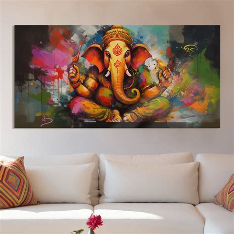 Divine Blessings: Lord Ganesha Canvas Painting for Home and Office ...