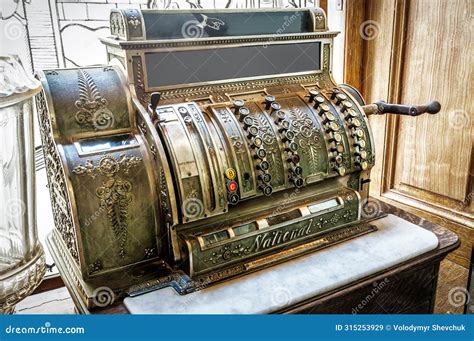 Vintage Mechanical Cash Register System Stock Image - Image of device ...