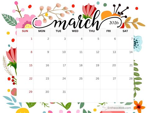 March 2026 Printable Calendars | EntheosWeb