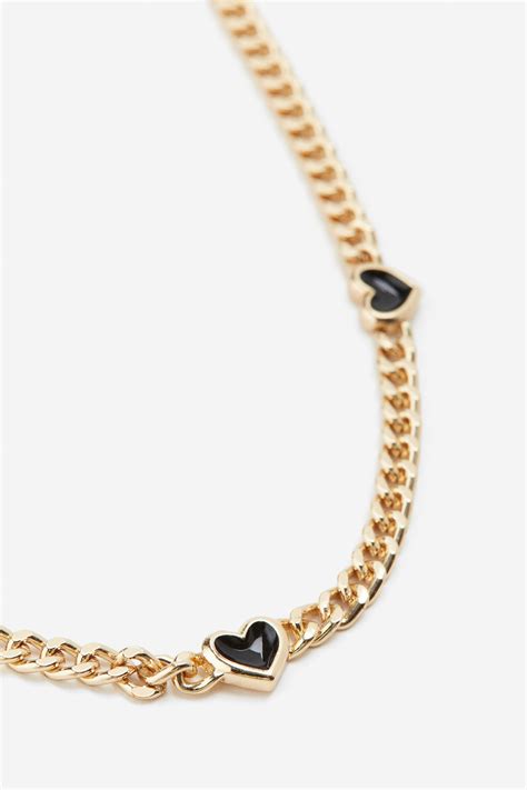 Heart-detail necklace - Gold-coloured/Hearts - Ladies | H&M IN