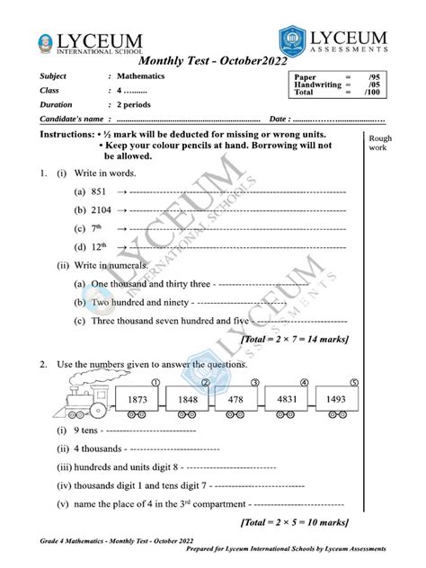 Image result for Multiple Choice Math Test Printable Grade 4 PDF