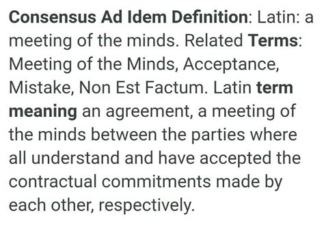 what is the meaning of the term 'consensus ad idem'? - Brainly.in