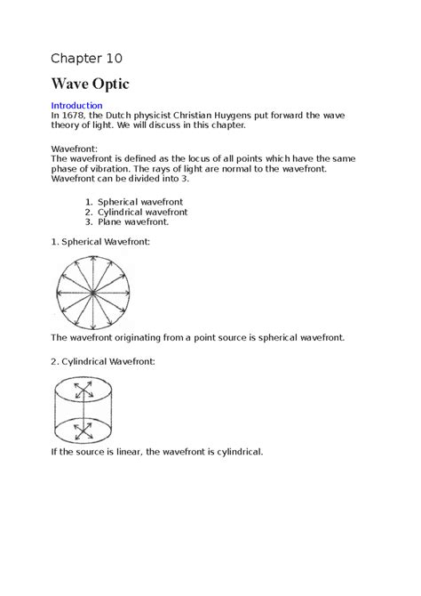 Chapter 10 Wave optic - Lecture notes 12 - Chapter 10 Wave Optic ...