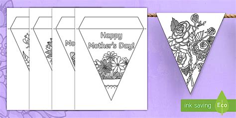 Adult Colouring Mindfulness Mother's Day Display Bunting