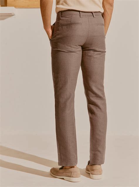 Buy Malaga Brown Cotton Linen Trouser | Casual Brown Structure Trouser ...