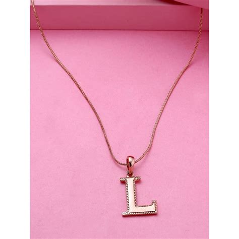 Buy Estele Rose Gold Plated Lovely L Charm Alphabet Initials Pendant ...