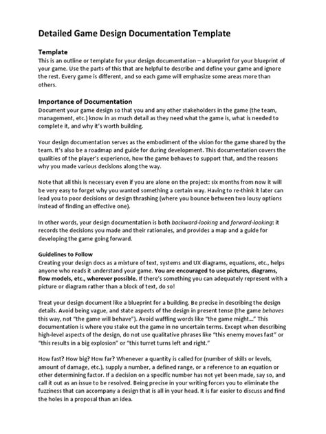 Image result for Game Design Doc Example