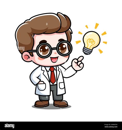 Cute Scientist Cartoon Character With Lighbulb Stock Vector Image & Art ...