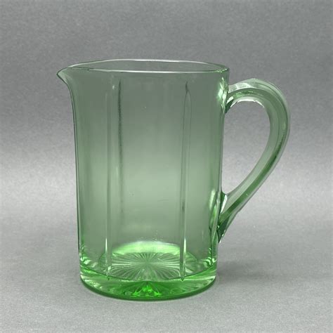 Vintage Paneled Green Uranium Glass Drink Pitcher