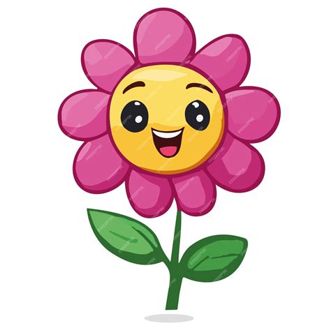 Premium Vector | Cute flower cartoon with emoji vector illustration pro ...