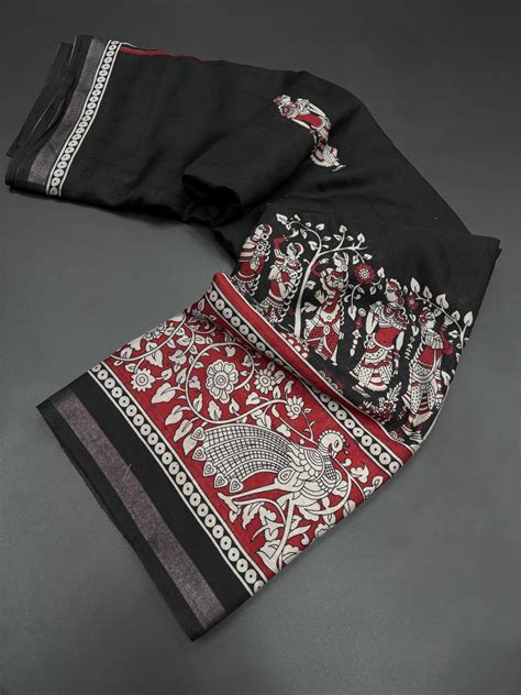 New Function Wear Black Color Viscose Georgette Kalamkari Print N Zari ...