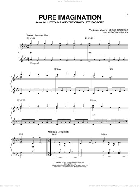 Factory - Pure Imagination sheet music for piano solo [PDF]