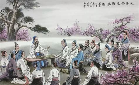 孔子与弟子教学解惑插画图片-千库网