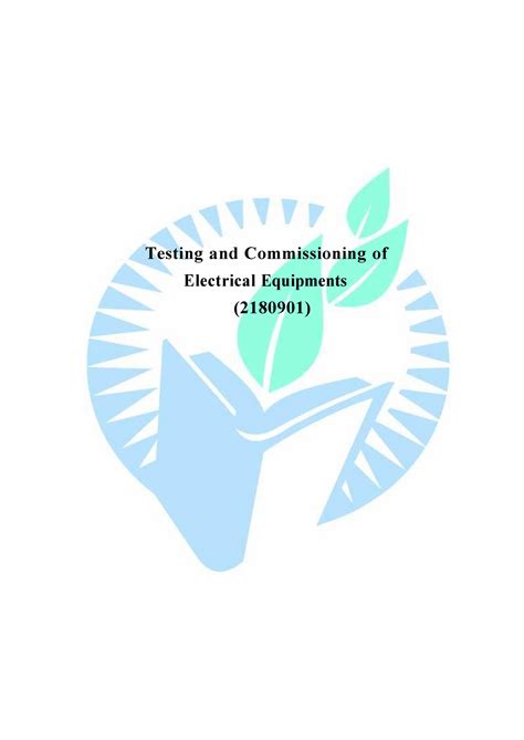 Testing And Commissioning Of Electrical Equipments-2180901 - GTU - Studocu