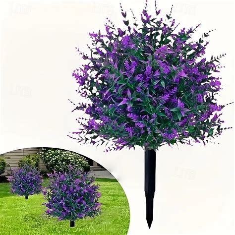 20 Inch Artificial Lavender Topiary Stake Outdoor Decor Purple Garden ...