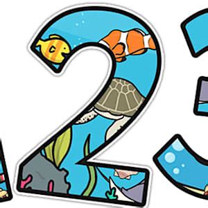 Under the Sea Themed Display Numbers A4