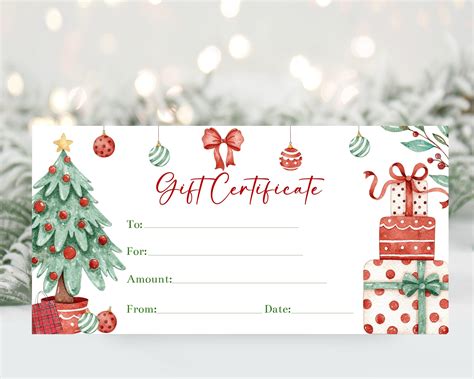 Christmas Gift Certificate Voucher Template, Editable Christmas Coupon ...