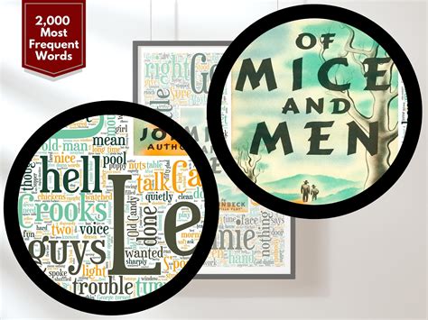Of Mice and Men Word Cloud, John Steinbeck Book Cover Art Printable ...