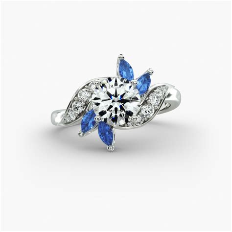 18K White Gold Bird of Paradise Engagement Ring-17723w
