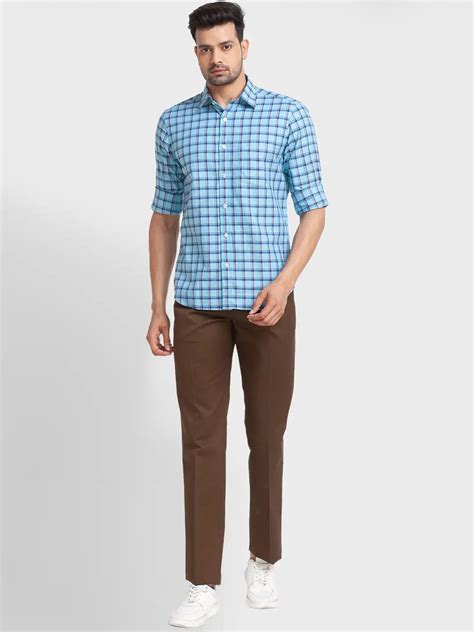 Colorplus Men Blue Tailored Fit Checks Casual Shirt – MyRaymond