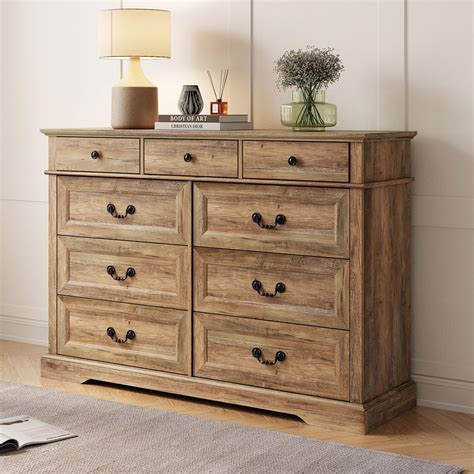 Amazon.com: LINSY HOME 9 Drawers Dresser for Bedroom, Wood Bedroom ...