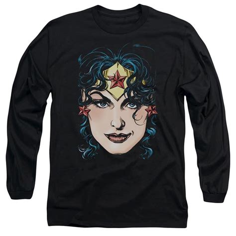 Dco Justice League Of America Wonder Woman Head Long Sleeve Adult T-shirt