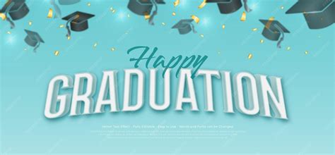 Graduation banner horizontal with falling graduation cap with golden ...