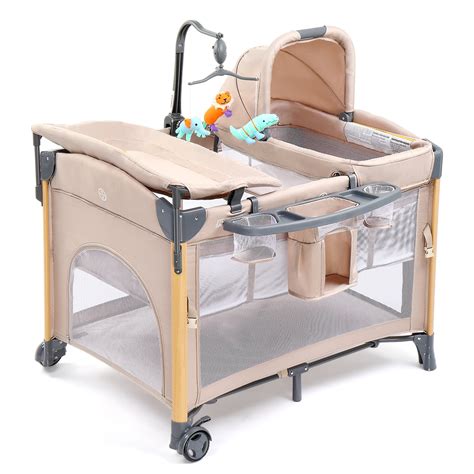 JOYMOR Baby Station Combo: Portable Sleeper, Adjustable Height Crib ...