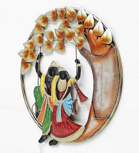 Meqstore Nesfur Handmade Metal Radha Krishna on Swing Wall Decor For ...