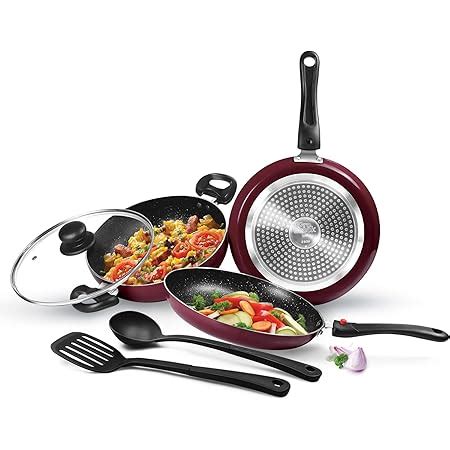 Buy Pigeon Basics Induction base Non Stick Aluminium Cookware set ...