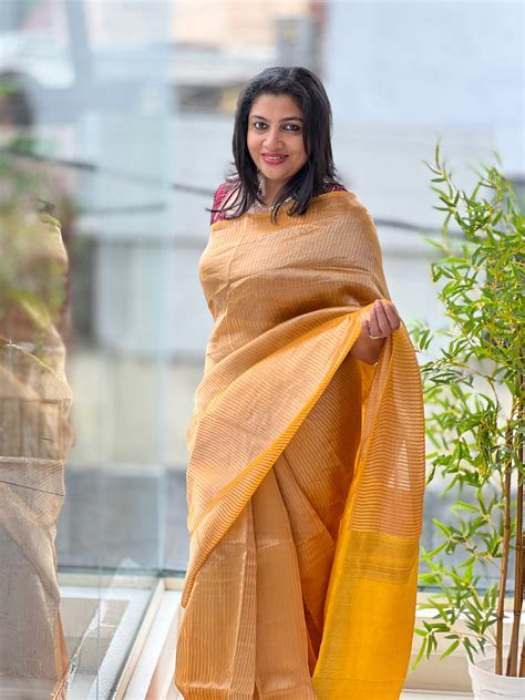 Mulberry Silk Organza Line Weaved Pattern Saree |SYC105 – Aham Designer ...