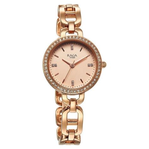 Buy Online Titan Raga Showstopper Quartz Analog Rose Gold Dial Metal ...