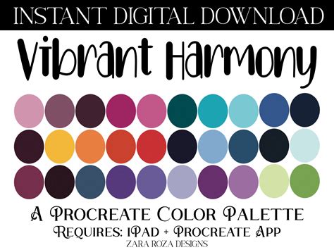 Vibrant Harmony Procreate Color Palette Graphic by ZaraRozaDesigns ...