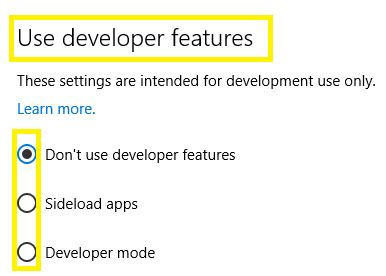 Image result for Use Developer Features Windows 1.0