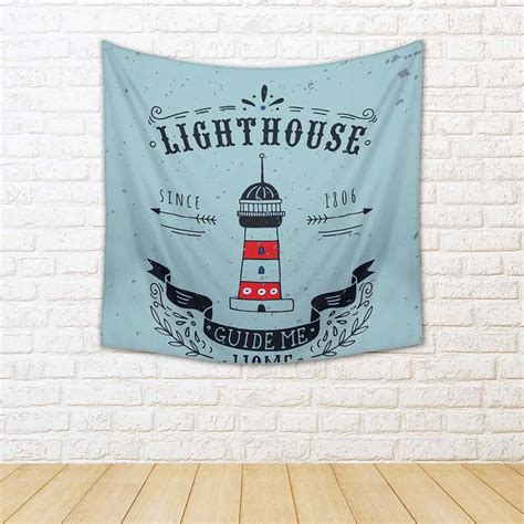 Buy ArtzFolio Lighthouse & Lettering Velvet Fabric Painting Tapestry ...