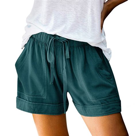 ZRBYWB Womens Shorts Women Cotton High Elastic Waisted Pleated Ruffle ...