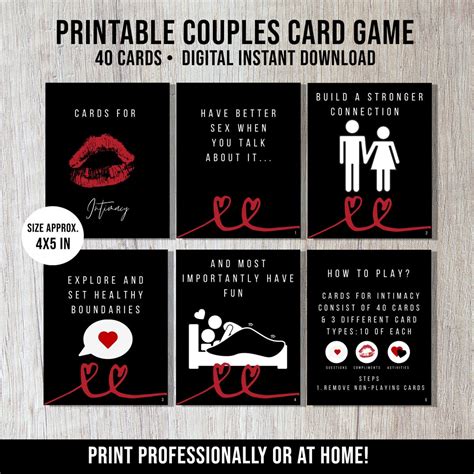 Printable Sex Card Game for Couples Intimate Card Game, Anniversary Gift, Naughty Game - Etsy